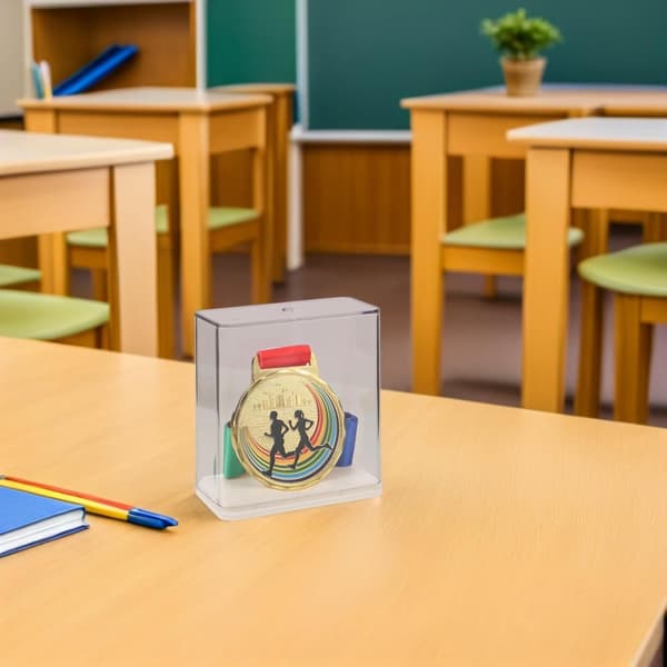 2 st medaljdisplay skuggbox gräddvit medaljförvaringslåda