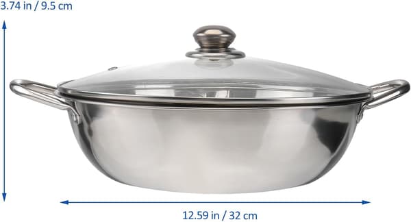 Multifunktionel Hot Pot Gryde med Låg 32cm 304 Rustfrit Stål Dobbeltsidet Deler Egnet