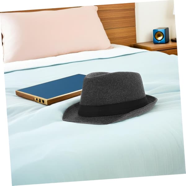 Fedora-hatt med flat brem, bred brem, jazz-fedora, klassisk filthat