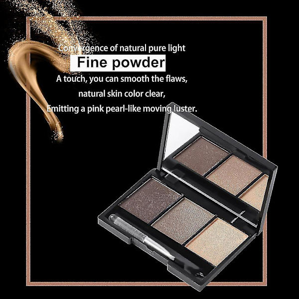 3 Farvede Mineral Øjenbryn Kagepulver Palette Vandfast