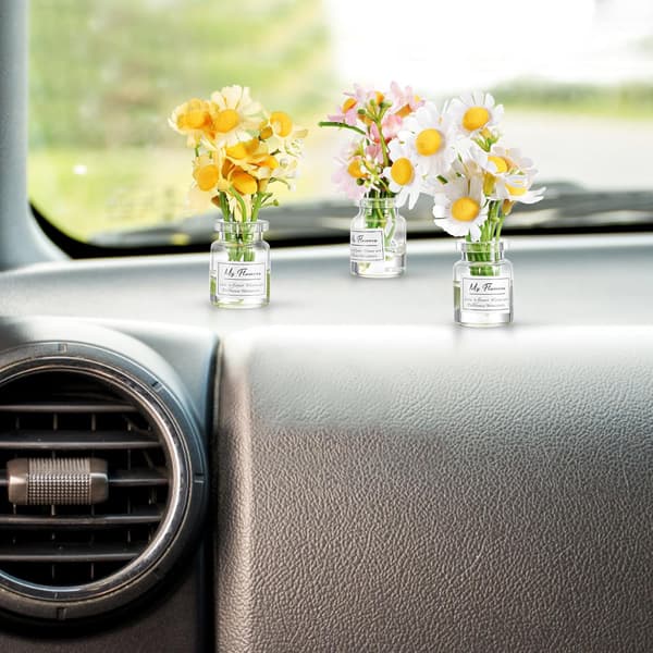 3 st biltillbehör Blomsterinstrumentbräda Dekorationer Glas- och plastvaser