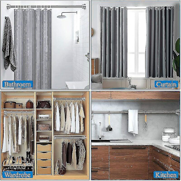 Udtrækkelig Stang, Teleskopstang i Rustfrit Stål, Gardinstang, Brusehovedstang, 40-55cm, Guazhuni