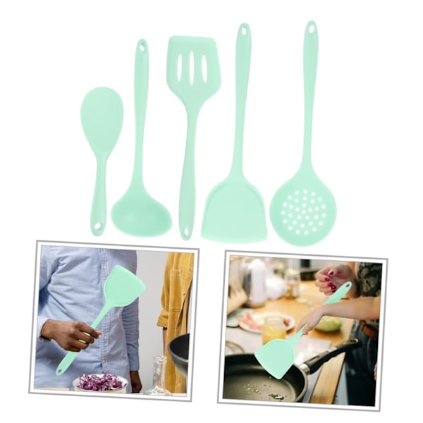 Silikon Sked Spatel Set Non-stick Köksredskap Värmebeständig Bakutrustning Ergonomiskt Handtag Mångsidig