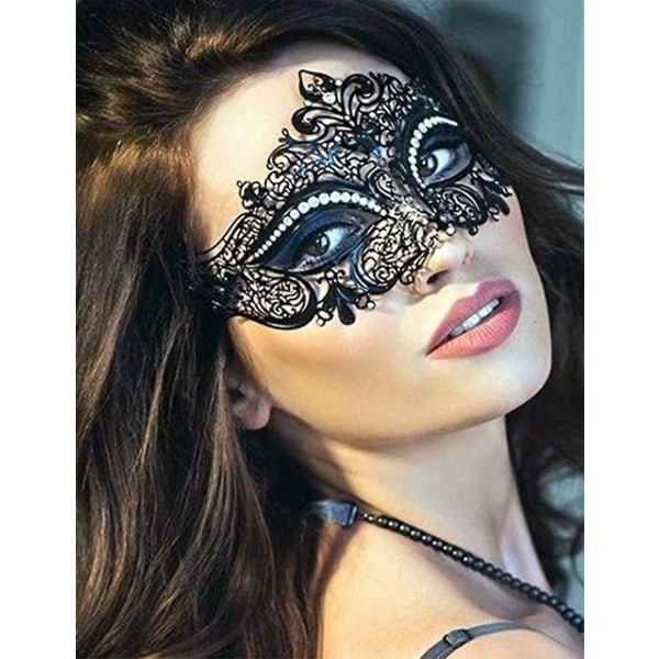 Lady Of Luck venetianska masker, metallmaskeradmask för kvinnor med laserskuren festmask