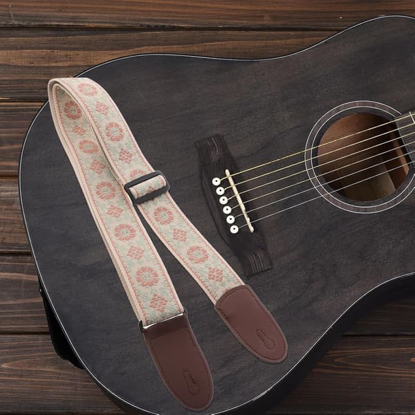 Etnisk justerbar gitarrrem Bred bekväm crossbody för akustisk gitarr bas ukulele-spelare