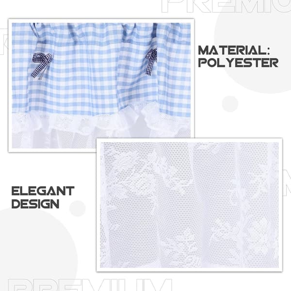 Fönster Kort Gardin Halvrutig Kort Gardin Polyester Blå Elegant Modern
