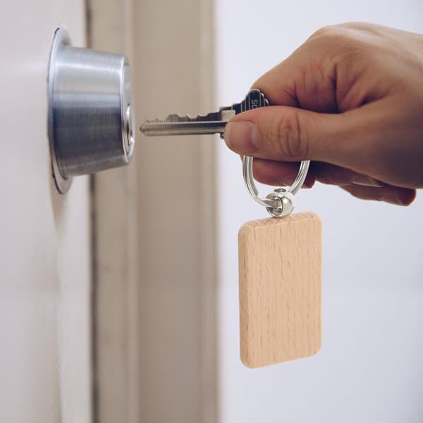 Rektangulära nyckelringämnen i trä 10 st Obehandlat trä DIY Hantverksmaterial Lätta graveringsbrickor