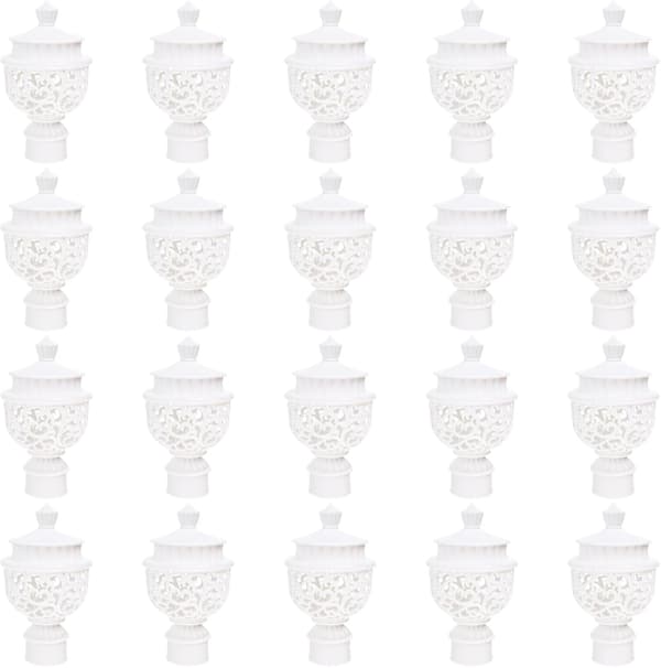 20 stk. dekorative endestykker gardinstanghodeplugg PP-materiale Enkelt elegant design hvit