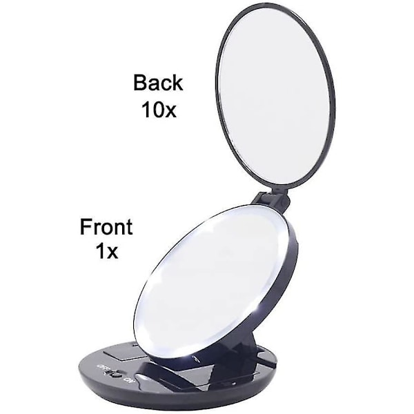 Foldbar Kompakt Rejsemakeup Spejl Dobbeltsidet 1x/10x