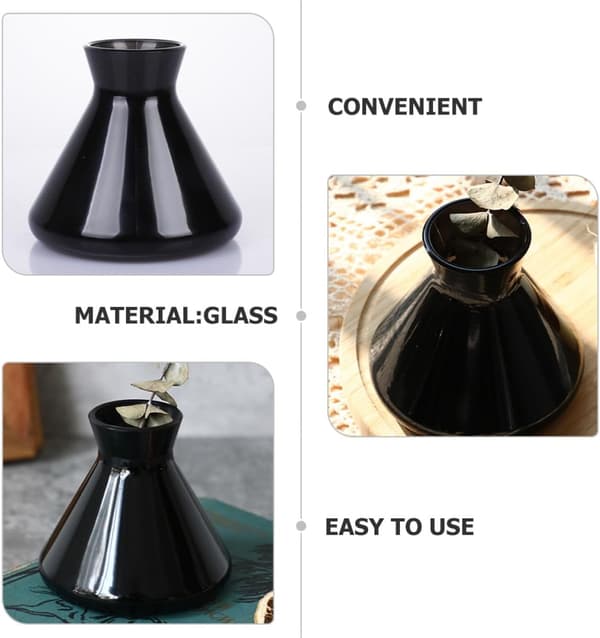 Nordisk stil glas aromaterapi diffuser flaske parfumebeholder sort klokkeform