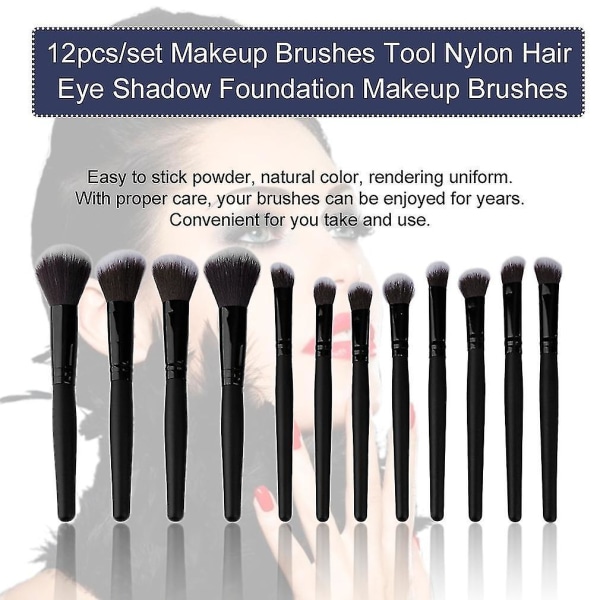 12 stk Makeup børster Værktøj Nylon hår øjenskygge sæt cc2e | Fyndiq