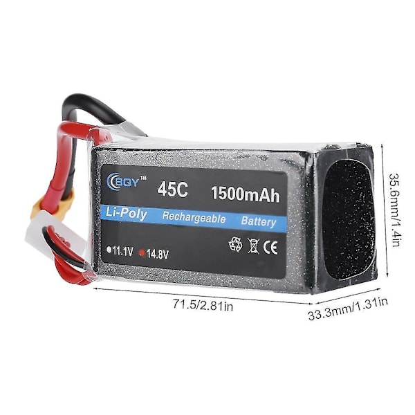 14.8V 1500mAh 45C XT60 Li-poly batteri för RC-drönare