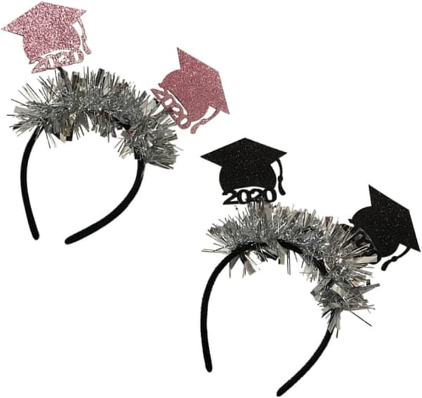 2st Mini Studentmössa Hårband Non Woven Tyg Glitter Design