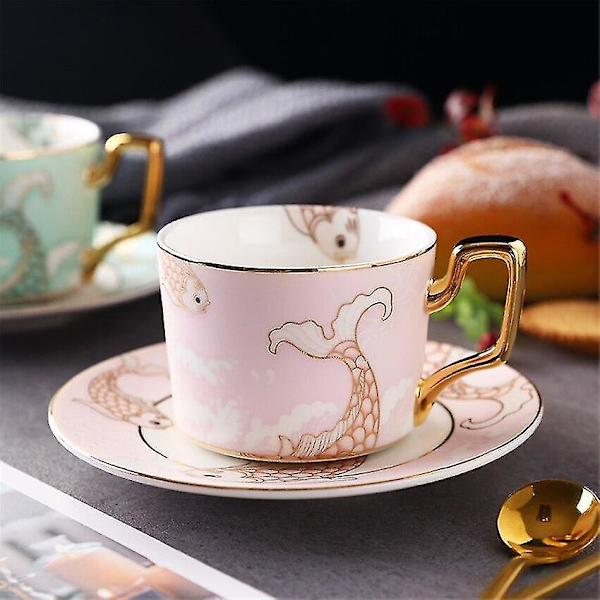 Keramisk Kaffe Kop Underkop Sæt Luksus Blomst Te Kopper Ske