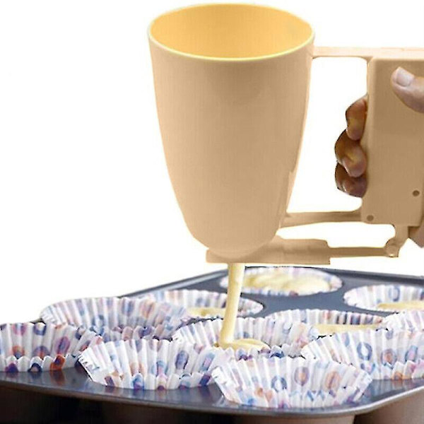 Käyttökelpoinen säädettävä keittiösuppilo, taikinanjakaja, kakun leivontaväline (keltainen) (1 kpl)
