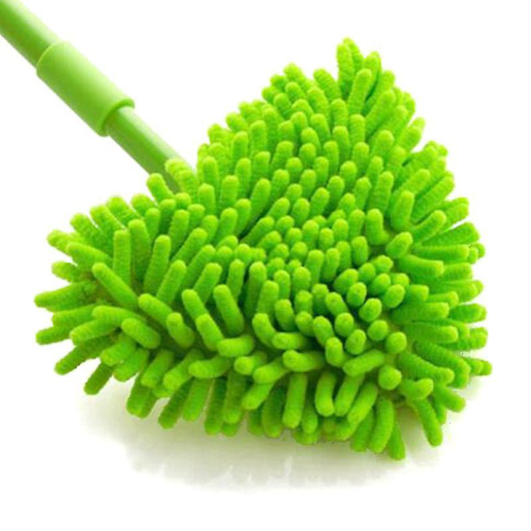 Kolmion muotoinen Lazy Mop teleskooppivarsi ikkunoiden puhdistukseen, chenille-mikrokuitu, vedenimevä pölymop, mini Lazy Mop katon harja (1 setti, vihreä)