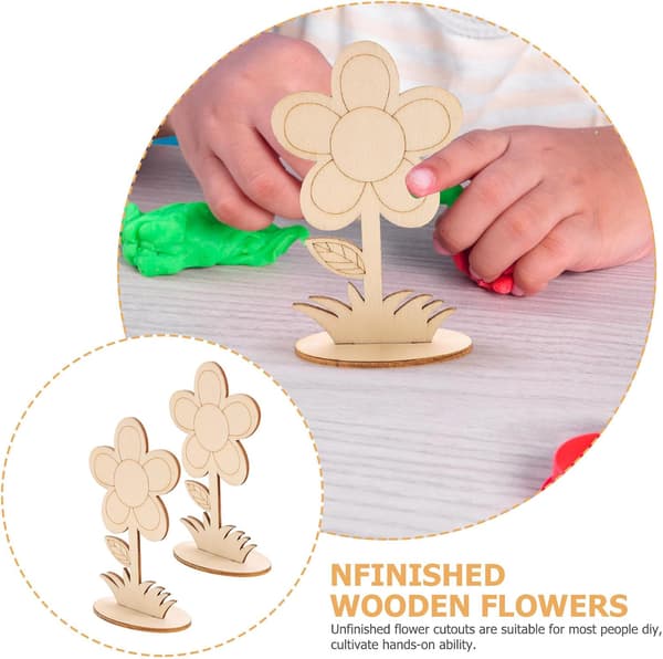 Obehandlade träblommor utskärningar Träpysselblommor Lätta att måla 12 st