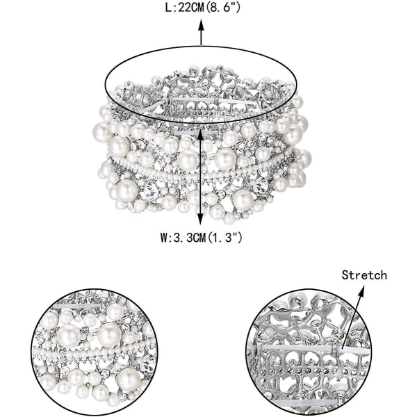 Itävallan kristallisimuloitu helmi morsiamen elegantti kukka-joustava rannekoru kirkas lahja