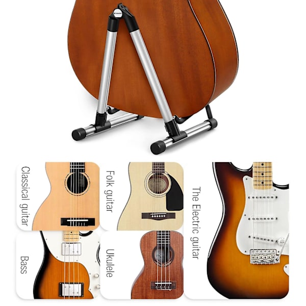 Gitarstativ Akustisk, Foldbar Metall Elektrisk Stativ Og Henger