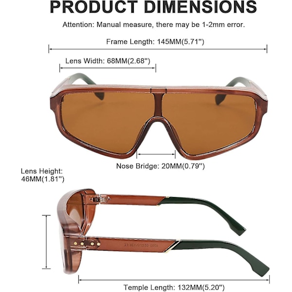 Retro One Piece Aviator Kvadratiska Solglasögon Sport Siamese Shades Goggles För Män Kvinnor B2722