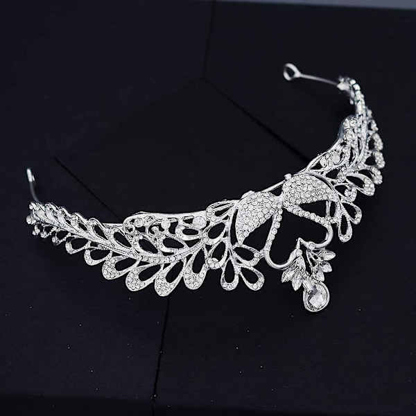 Kristalli Joutsen Kruunu Morsiamen Rihmaus Tiara Elegantti Koru Tiara Syntymäpäiville Hääjuhliin (hopea)