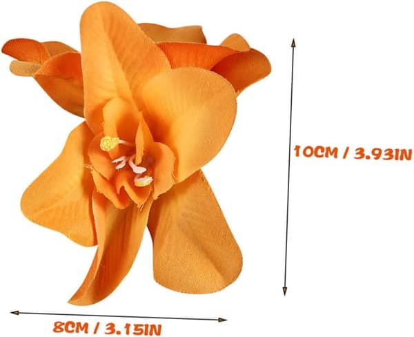 12 stk hawaiiske blomsterhårspenner for kvinner, simulerte orkidé doble blomsterhårtilbehør
