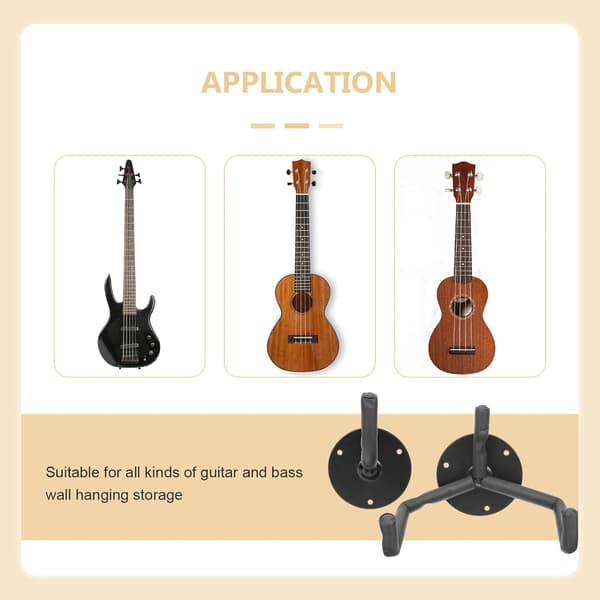 Väggfäste i metall för gitarr, horisontellt, för ukulele och bas