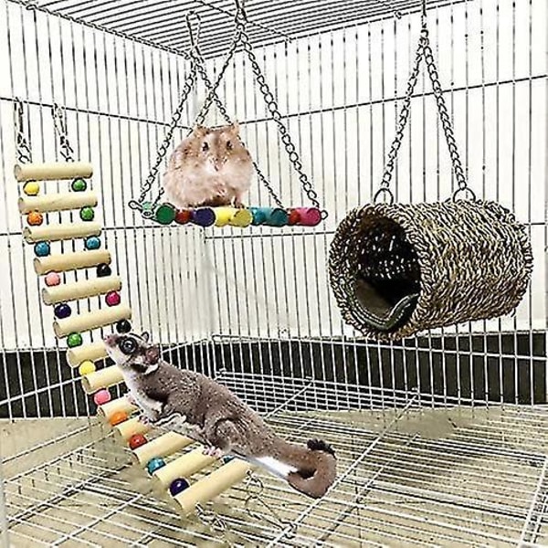Hængekøje til hamster hængende legetøjsbursæt til små kæledyr