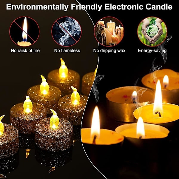 12 LED-ljus, Flammlösa LED-ljus, Realistiska Påskblinkande Batteridrivna Elektriska LED-ljus