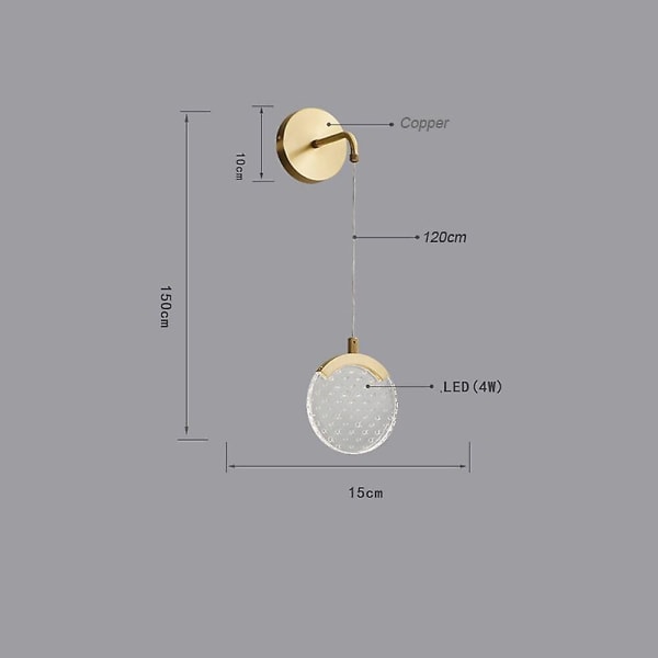 LED Vægskinne Sengelampe Nordisk Flush Mount Kobber