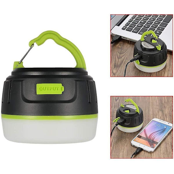 2 i 1 Opladeligt Campinglygte og 5200mah Powerbank Oplader - IP65 Vandafvisende Lysstærk LED Port