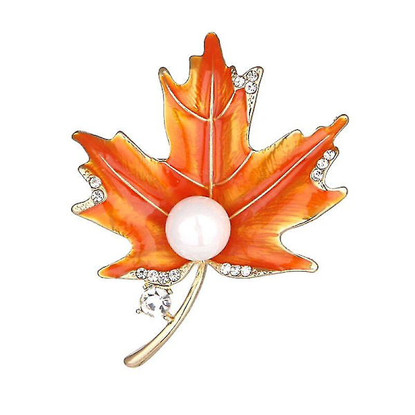 Krystall Lønnblad Perle Brystpinne Mote Alloy Material Elegant Kvinner Perle Brosjer (mønster 1)