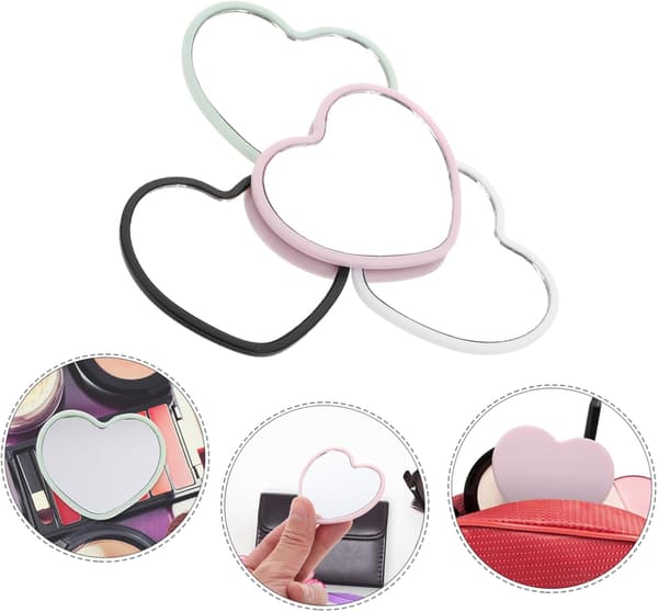 Hjerteformet Kompaktspejlsæt 4 stk. Mini Håndholdte Makeupspejle Bærbare Små
