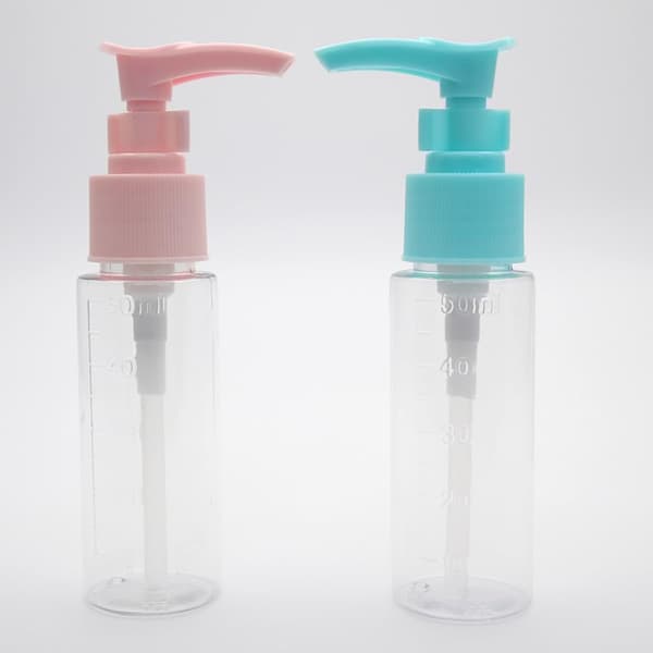 4st 50ml Presspump Reseflaskor för Duschgel och Tvål, Läckagesäkra Underflaskor med Anknäbbsmunstycke