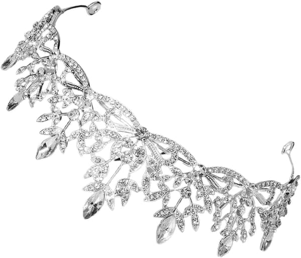 Brudetiara Hodeplagg Sølv Krystall Blomsterkrone med Rhinestones