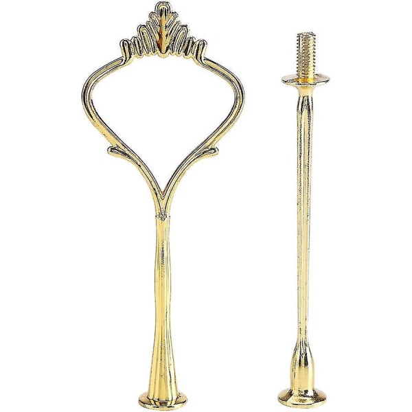 2-etagers Cupcake Bakke Stativ Krone Håndtag Hardware Frugt Plade Beslag (guld)