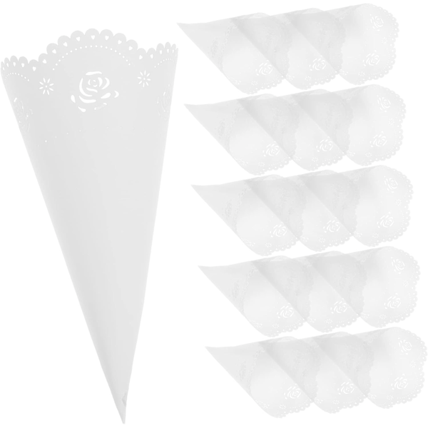20 stk. Papirkjegler Bryllup og Hobby Papir Blomsterbladkegler Konfettiholdere Sterke Praktiske