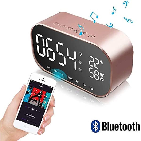 Vækkeur Bluetooth Højttaler Metal Bluetooth Dobbelt Højttaler