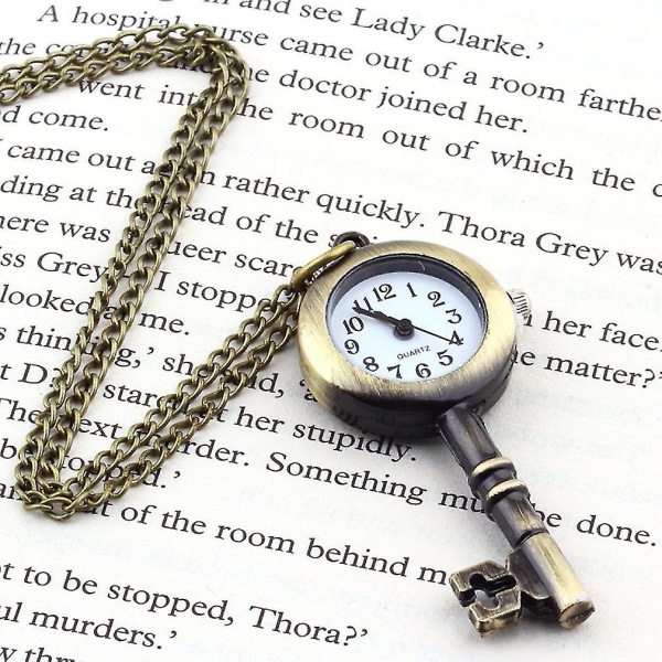 Retro Vintage lomme Nøkkel-formet klokke halskjede anheng