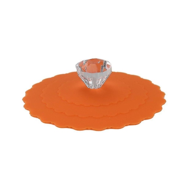 3 stk Ny sød anti-støv silikone akryl diamant glas kopdæksel kaffekrus sugetætning låghætte, lyseblå, hvid og orange