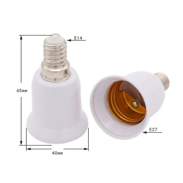 120 lys base LED lampeholder E14 til E27 Adapter E14-e27 sokkel sokkel (hvit) (2 stk)