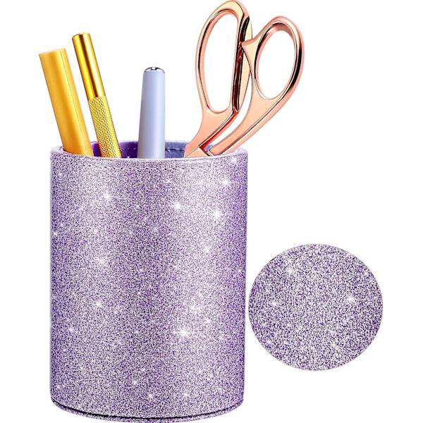Glitterpennhållare i PU, Lyxig Makeupborsthållare i PU-Läder, Glimmande för Kvinnor och Flickor