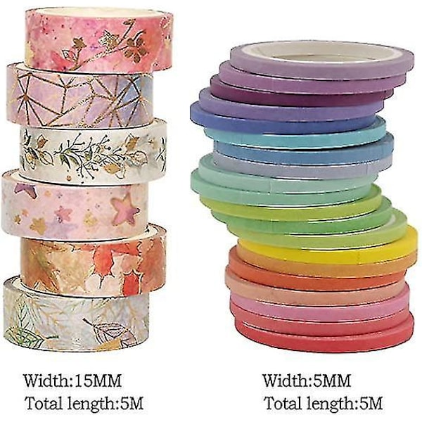 26 rullar Washi-tejp Blommiga Dekorativa Färgade Maskeringstejp för Scrapbooking
