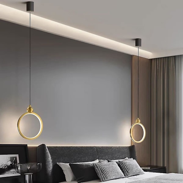 LED-pendellampe Nordisk sirkelring 20 cm metall malt finish