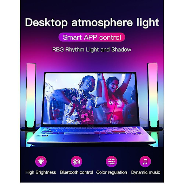 Tuya Wifi Datamaskin Skrivebord Atmosfærisk Lampe Rgb Sensor