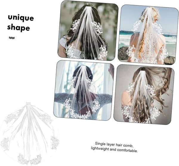 Broderi Blomsterslør med kam Elegant bryllupshårtilbehør