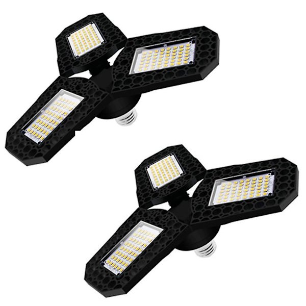 2 stk. 80W LED Garage Loftlys Deformable Paneler E26 E27