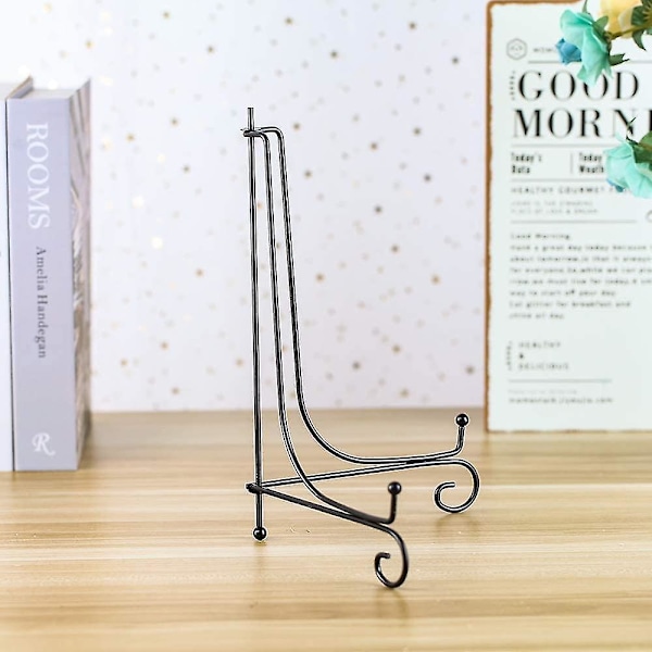 2 Pak Iron Display Stativ, Sort Jern Staffeli Plade Display Fotoholder Stativ, Viser Billedrammer, Dekorative Tallerkener, Tablets Og Kunst 4 Tommer 10 inch