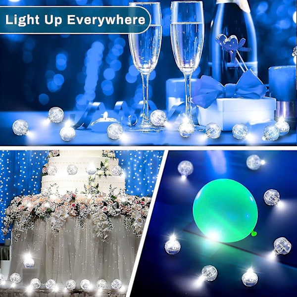 100 stk LED Ballonglys Hvite Mini Runde LED Kulelys Små Vanntette LED Kulelamper For Ballong Papirlykt Bursdagsfest Bryllup Festival H