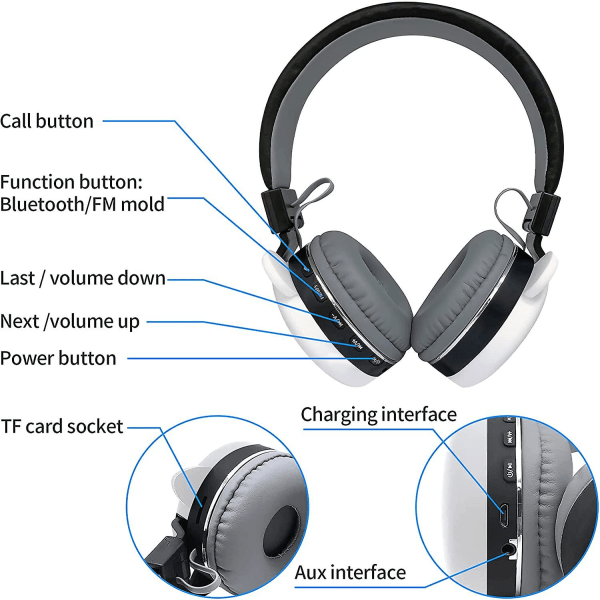 Tegnefilm Hovedtelefoner Trådløse Fm Headset Musik Stereo Hovedtelefoner Børns Hovedtelefoner Over Øret Til Studie